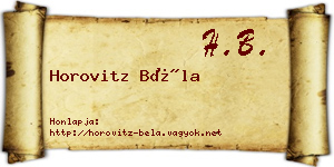 Horovitz Béla névjegykártya