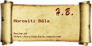 Horovitz Béla névjegykártya